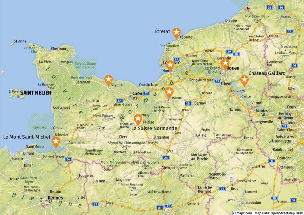 Normandie Karte: Der beste Überblick über den Norden Frankreichs